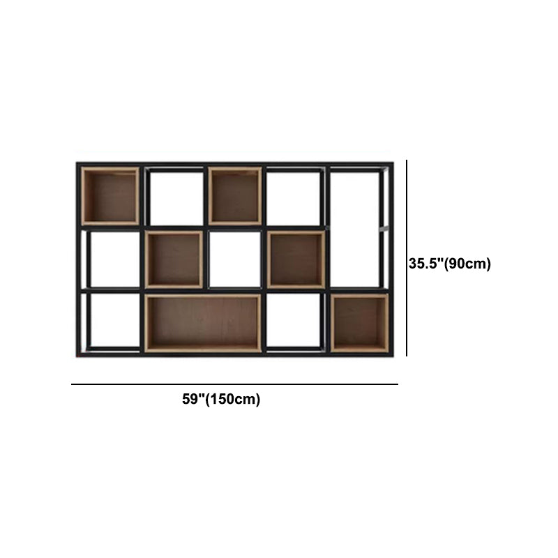 Industrial Style Bookcase Wall Mounted Bookshelf for Office and Study Room