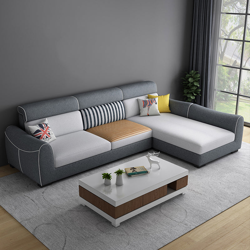 Modern Square Arm Sofa with Sewn Pillow Back for Apartment and Living Room