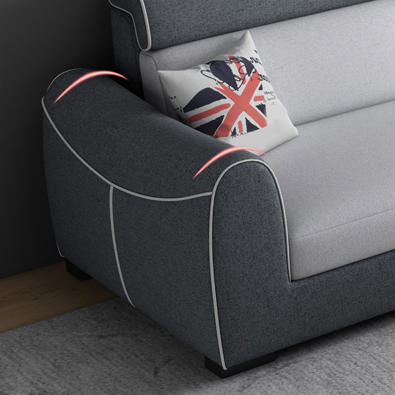 Modern Square Arm Sofa with Sewn Pillow Back for Apartment and Living Room