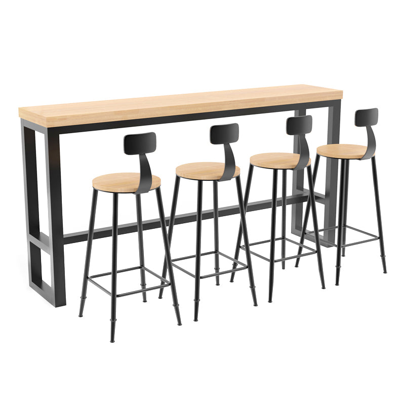 Industrial Rectangular Bar Table Set 1/5 Pieces Wooden Counter Table with High Stools