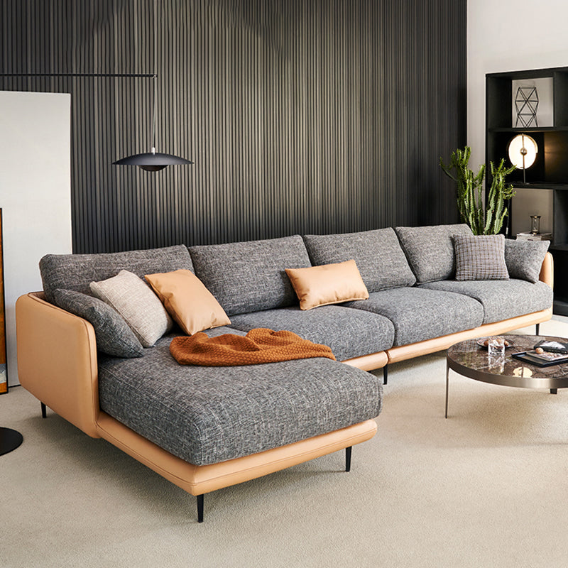 Contemporary Tuxedo Arm Sofa with Pillows 35.43" for Living Room