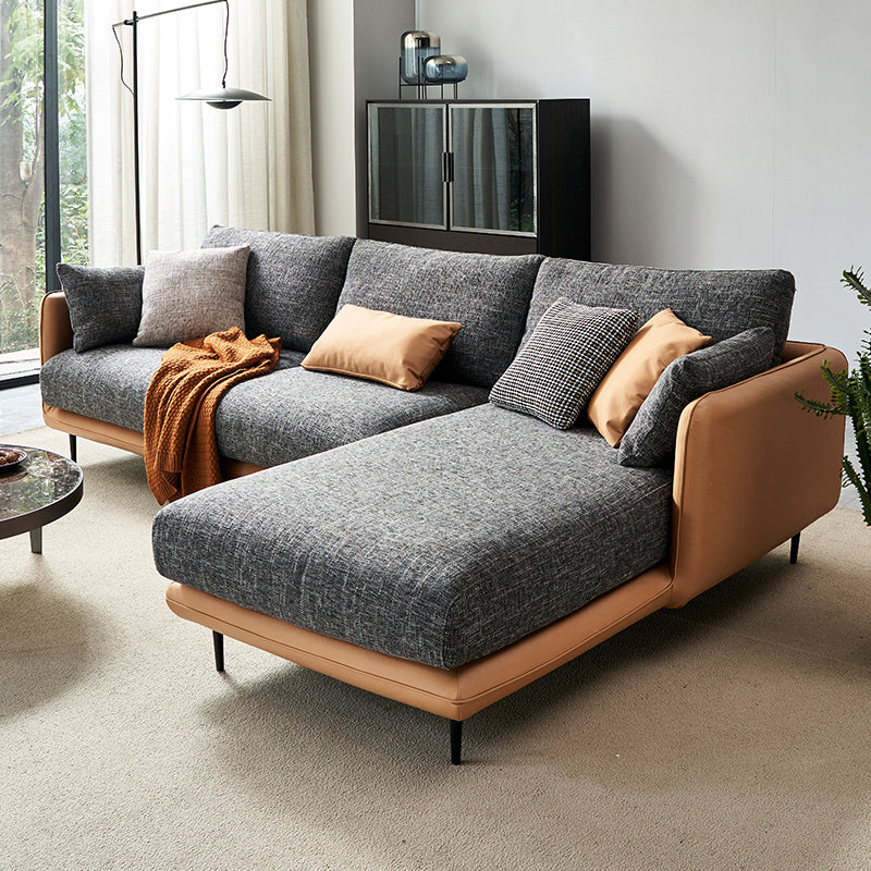 Contemporary Tuxedo Arm Sofa with Pillows 35.43" for Living Room