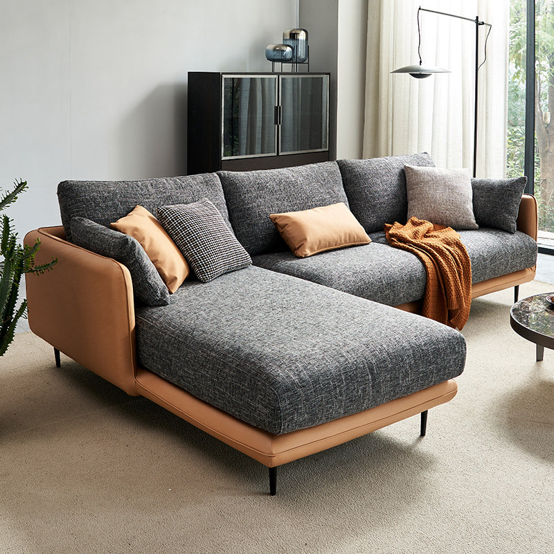 Contemporary Tuxedo Arm Sofa with Pillows 35.43" for Living Room