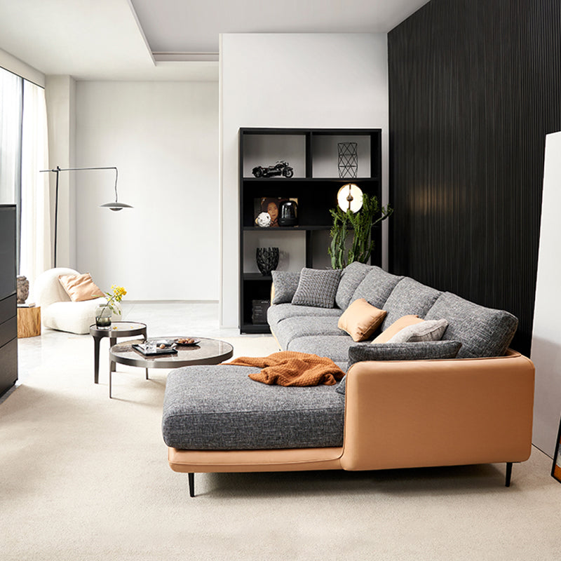 Contemporary Tuxedo Arm Sofa with Pillows 35.43" for Living Room