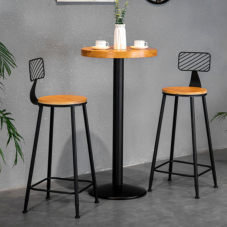 Industrial 1/2/3 Pieces Round Bar Table Set Solid Wood Bistro Set