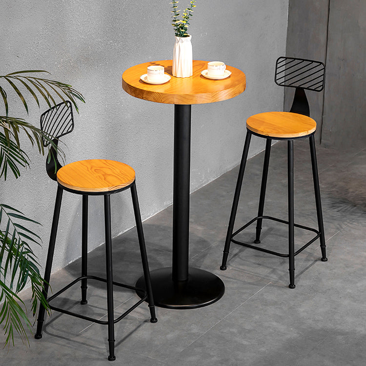 Industrial 1/2/3 Pieces Round Bar Table Set Solid Wood Bistro Set
