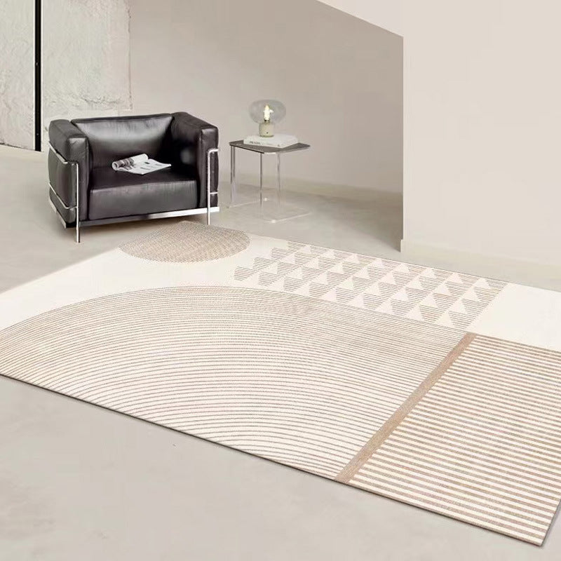 Gray Modern Rug Polyester Streak Rug Stain Resistant Rug for Living Room