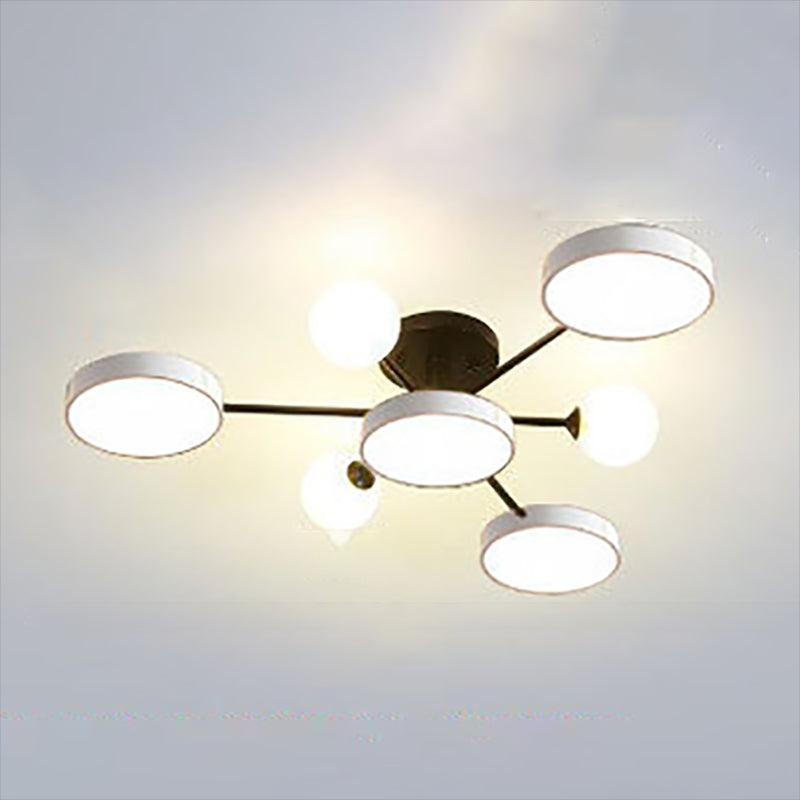 Modern Round Ceiling Light Colorful Multi Light Flush Mount Light for Bedroom