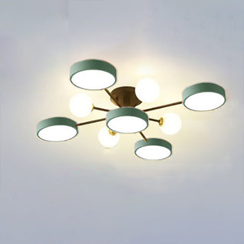 Modern Round Ceiling Light Colorful Multi Light Flush Mount Light for Bedroom