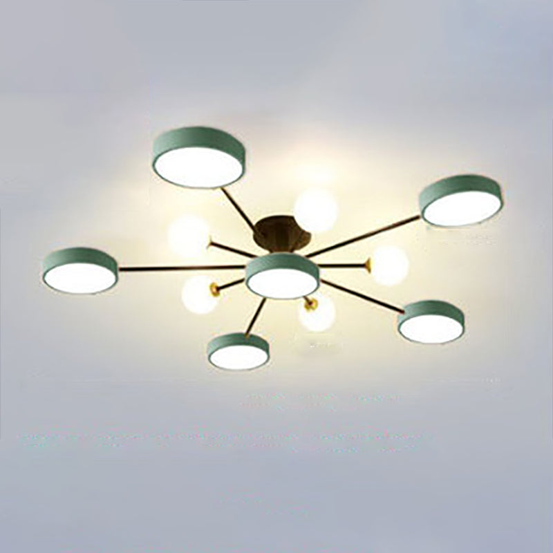 Modern Round Ceiling Light Colorful Multi Light Flush Mount Light for Bedroom