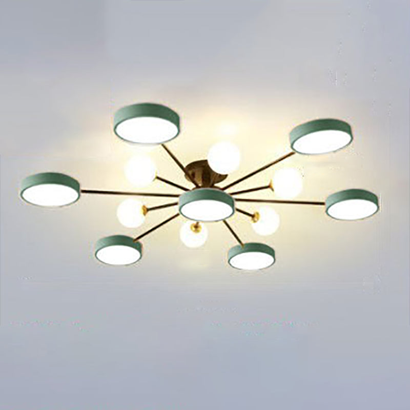 Modern Round Ceiling Light Colorful Multi Light Flush Mount Light for Bedroom
