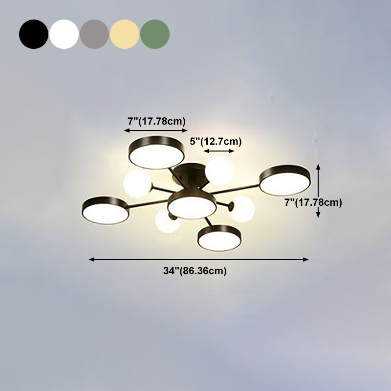 Modern Round Ceiling Light Colorful Multi Light Flush Mount Light for Bedroom