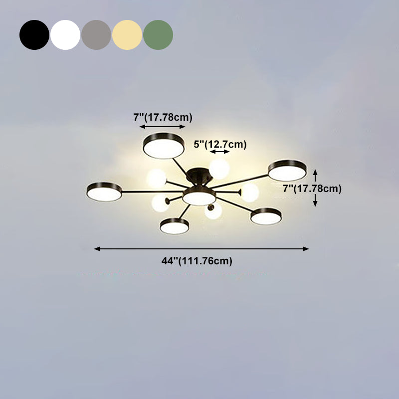 Modern Round Ceiling Light Colorful Multi Light Flush Mount Light for Bedroom
