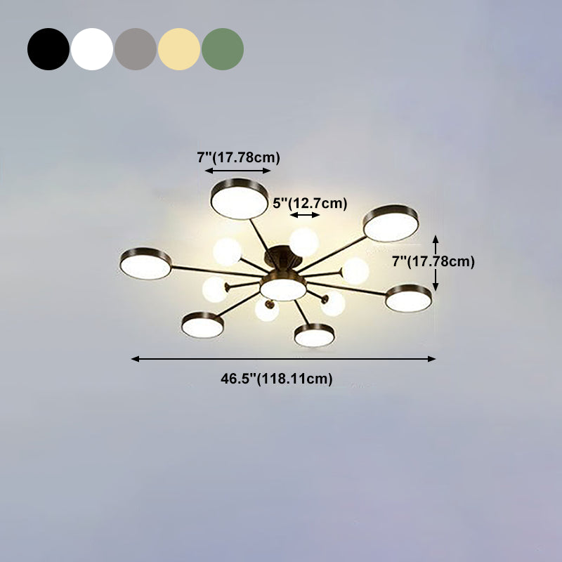Modern Round Ceiling Light Colorful Multi Light Flush Mount Light for Bedroom