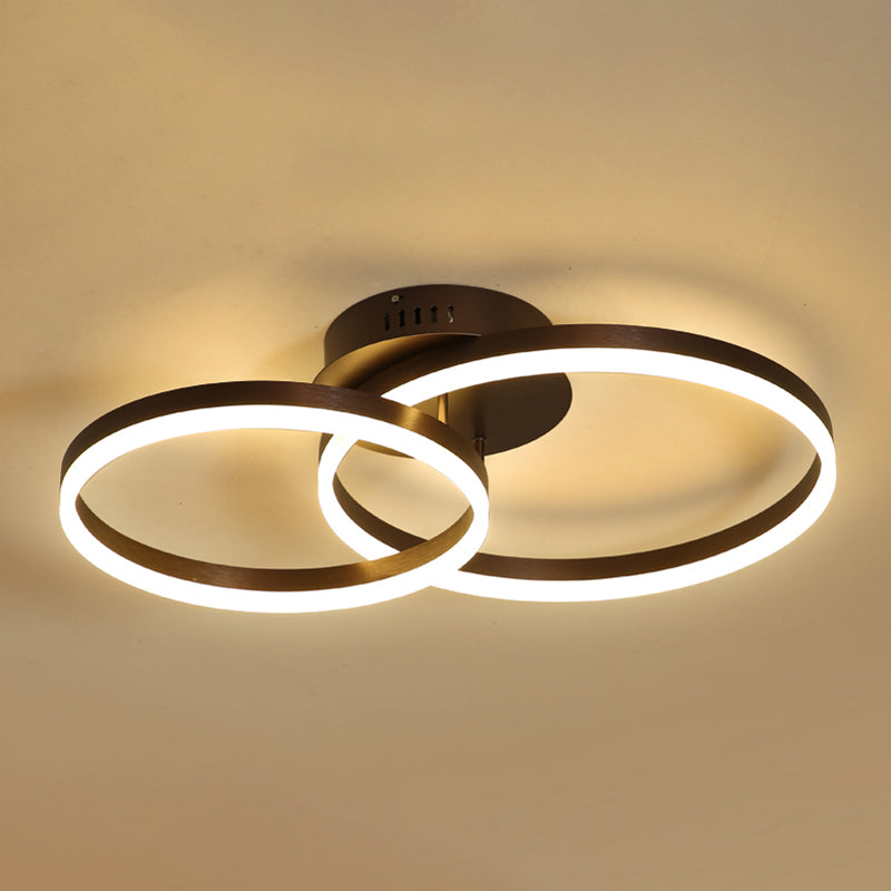 Metal Round Flush Mount Ceiling Light Modern Multi-Lights Flush Mount Ceiling in Brown