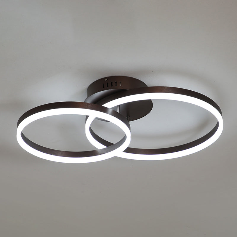 Metal Round Flush Mount Ceiling Light Modern Multi-Lights Flush Mount Ceiling in Brown