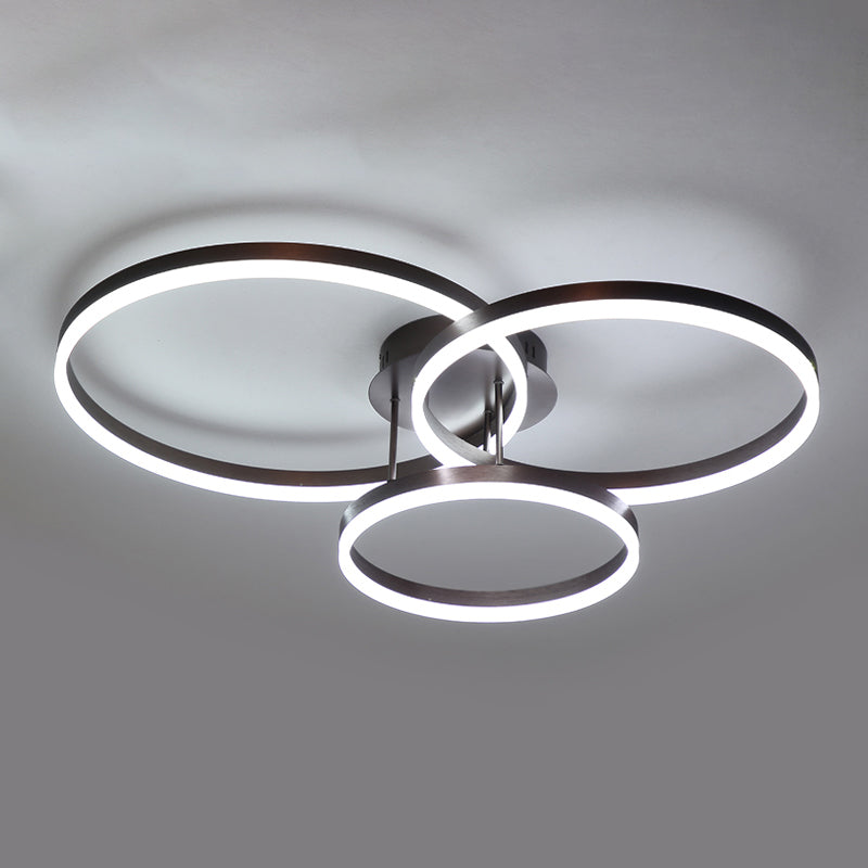 Metal Round Flush Mount Ceiling Light Modern Multi-Lights Flush Mount Ceiling in Brown