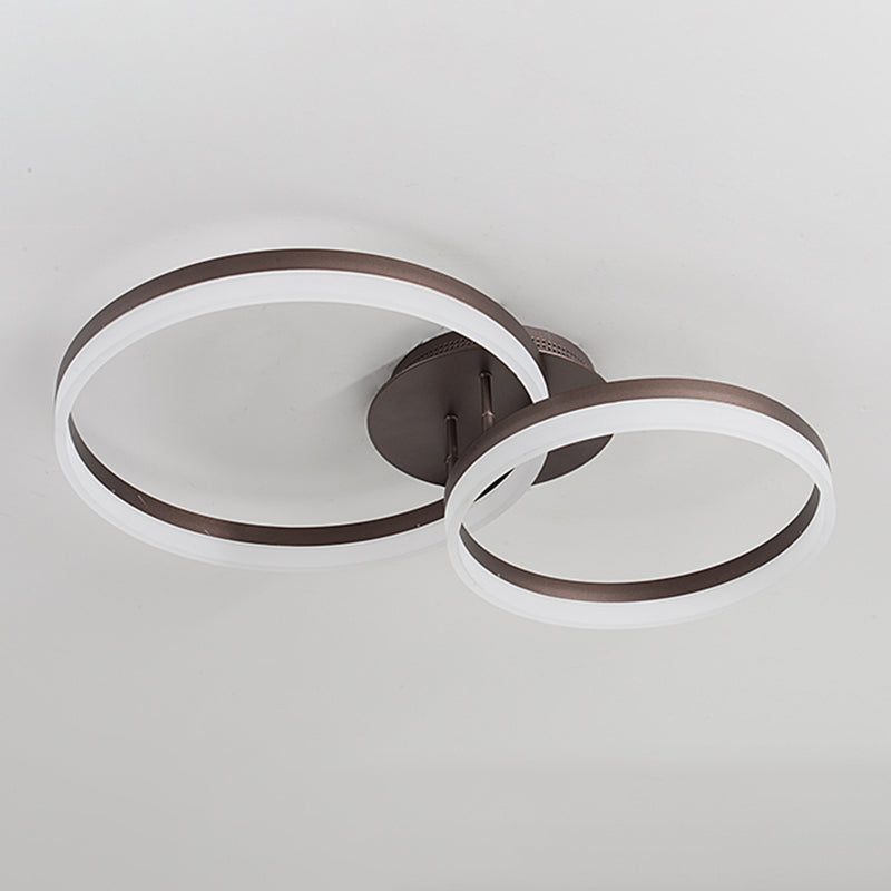 Metal Round Flush Mount Ceiling Light Modern Multi-Lights Flush Mount Ceiling in Brown