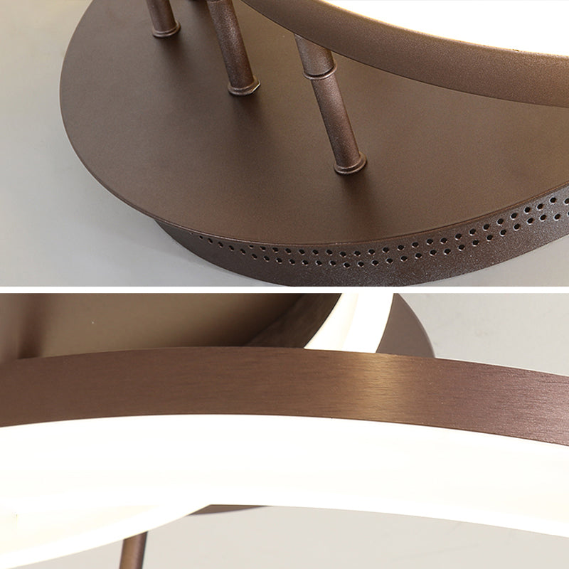 Metal Round Flush Mount Ceiling Light Modern Multi-Lights Flush Mount Ceiling in Brown
