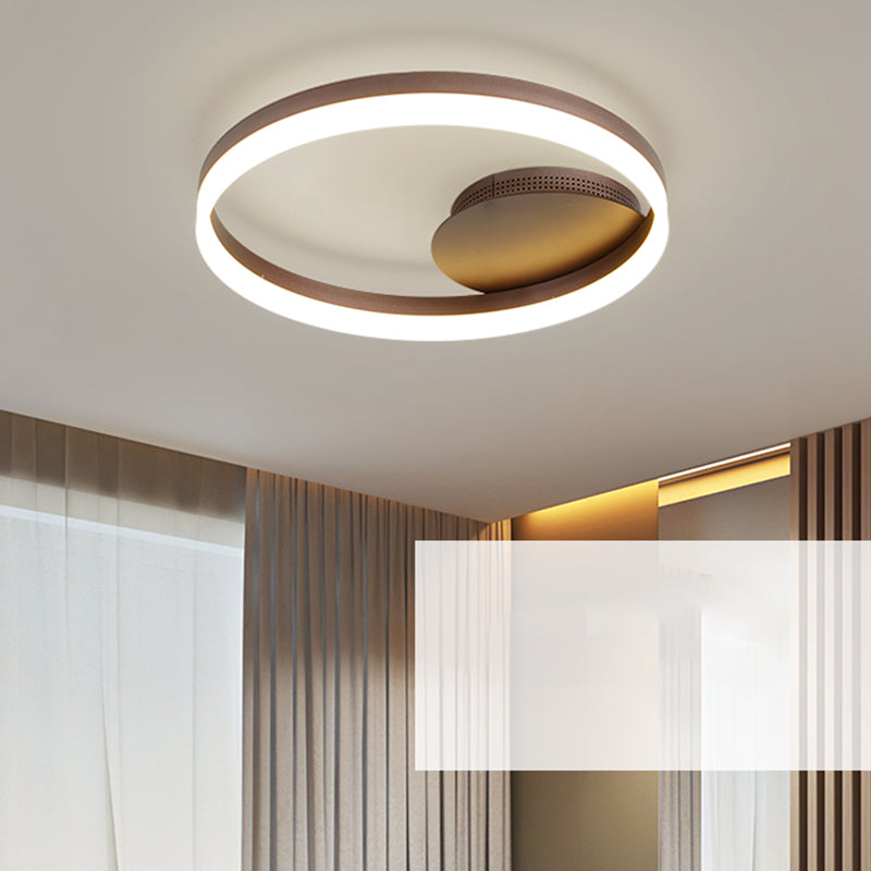 Metal Round Flush Mount Ceiling Light Modern Multi-Lights Flush Mount Ceiling in Brown