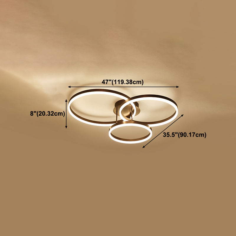 Metal Round Flush Mount Ceiling Light Modern Multi-Lights Flush Mount Ceiling in Brown