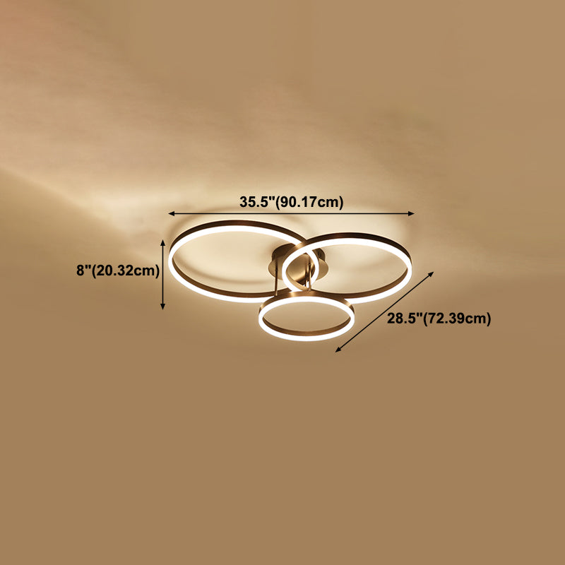 Metal Round Flush Mount Ceiling Light Modern Multi-Lights Flush Mount Ceiling in Brown