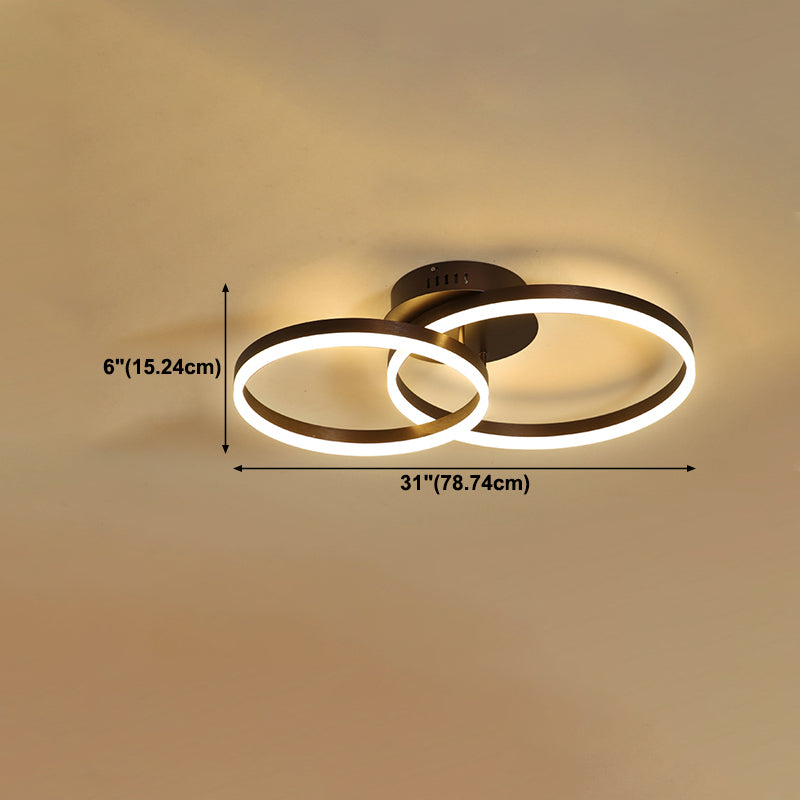 Metal Round Flush Mount Ceiling Light Modern Multi-Lights Flush Mount Ceiling in Brown