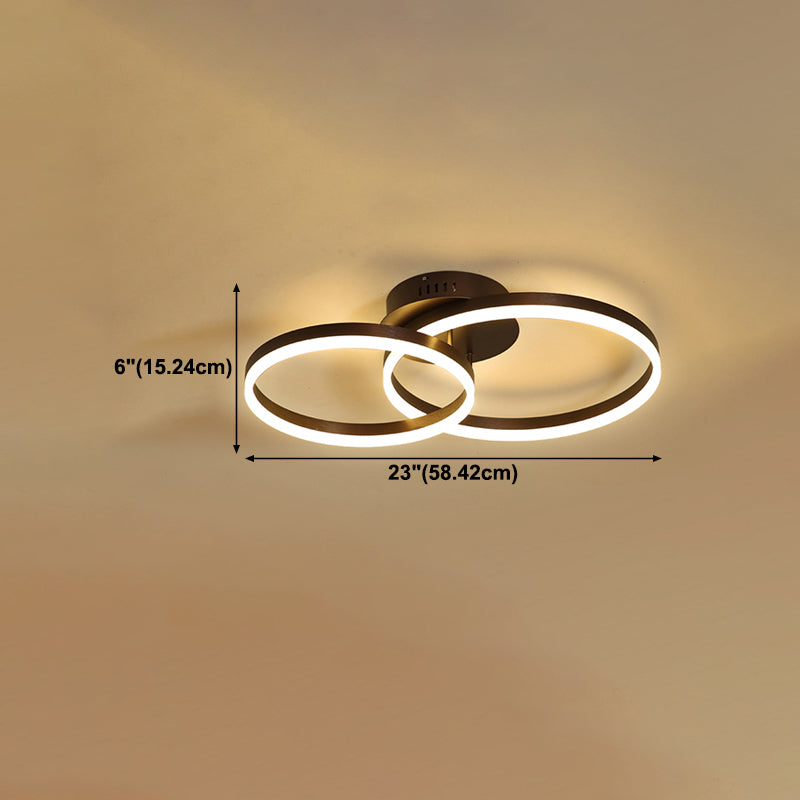 Metal Round Flush Mount Ceiling Light Modern Multi-Lights Flush Mount Ceiling in Brown