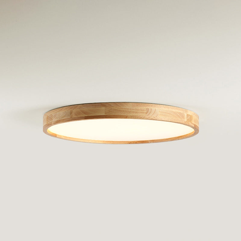 Wood Round Flush Mount Ceiling Light Modern 1 Light Flush Mounted Ceiling Fixture in Brown