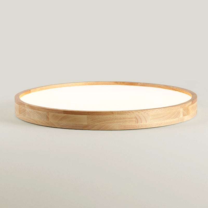 Wood Round Flush Mount Ceiling Light Modern 1 Light Flush Mounted Ceiling Fixture in Brown