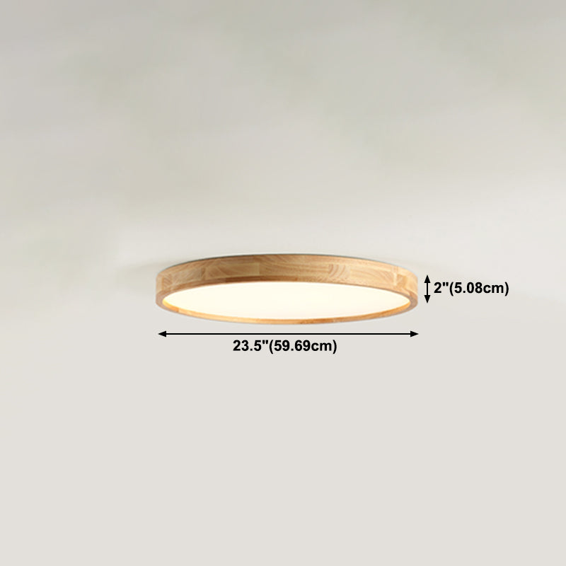 Wood Round Flush Mount Ceiling Light Modern 1 Light Flush Mounted Ceiling Fixture in Brown
