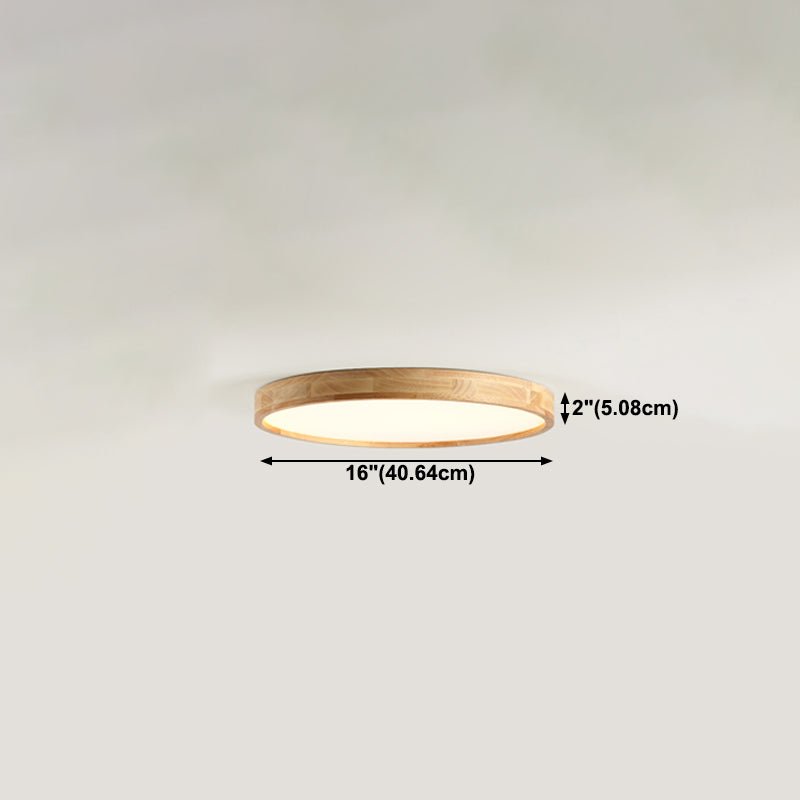 Wood Round Flush Mount Ceiling Light Modern 1 Light Flush Mounted Ceiling Fixture in Brown