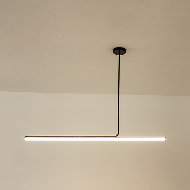 Modern Aluminum Pendant Lighting Linear Shape Hanging Light Fixtures in Black and White