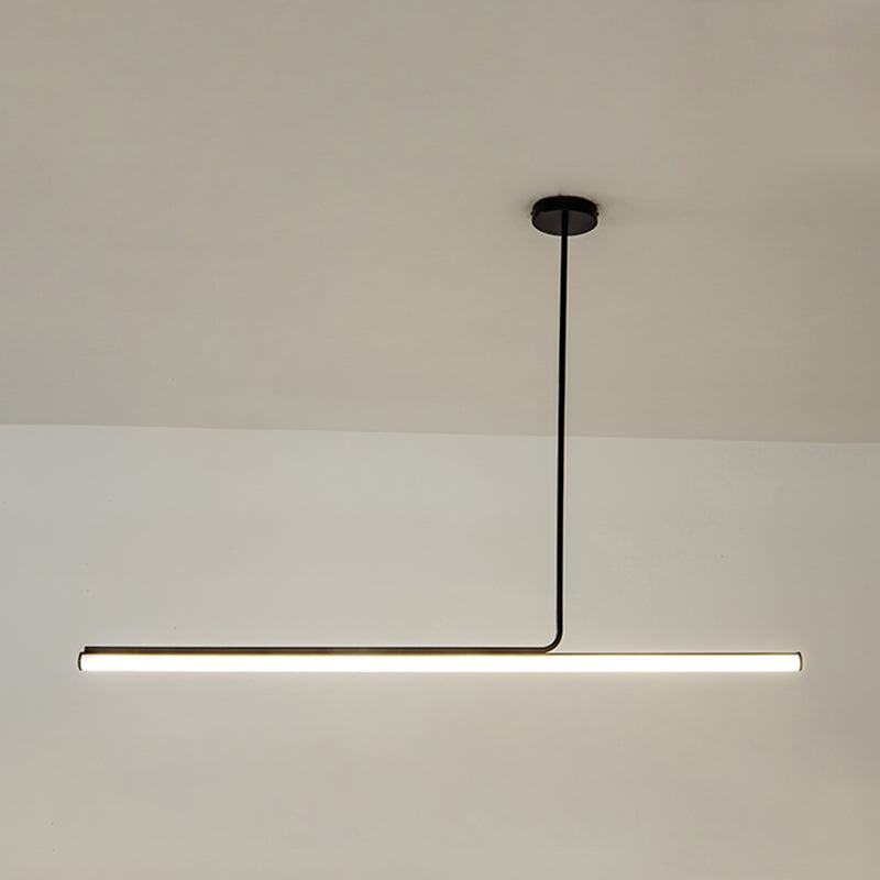 Modern Aluminum Pendant Lighting Linear Shape Hanging Light Fixtures in Black and White