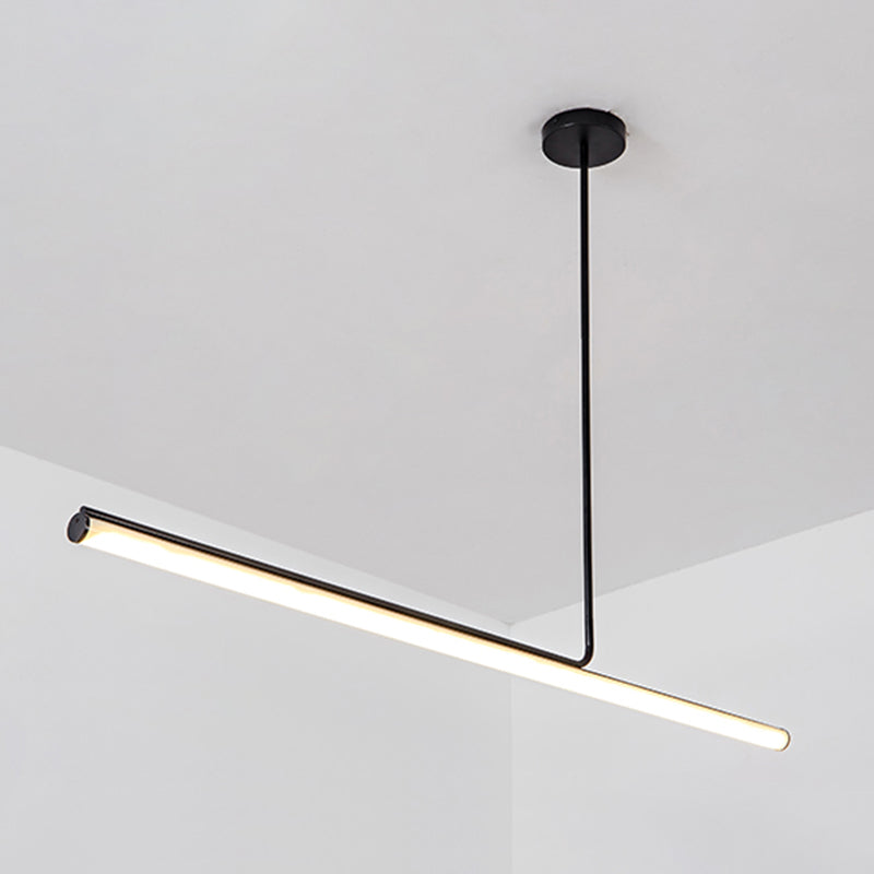 Modern Aluminum Pendant Lighting Linear Shape Hanging Light Fixtures in Black and White