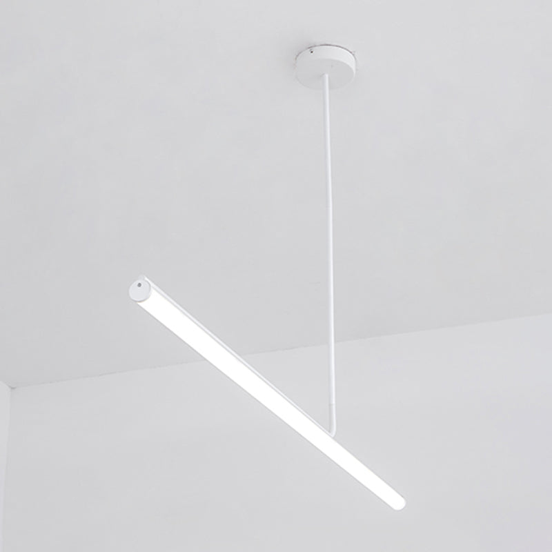 Modern Aluminum Pendant Lighting Linear Shape Hanging Light Fixtures in Black and White