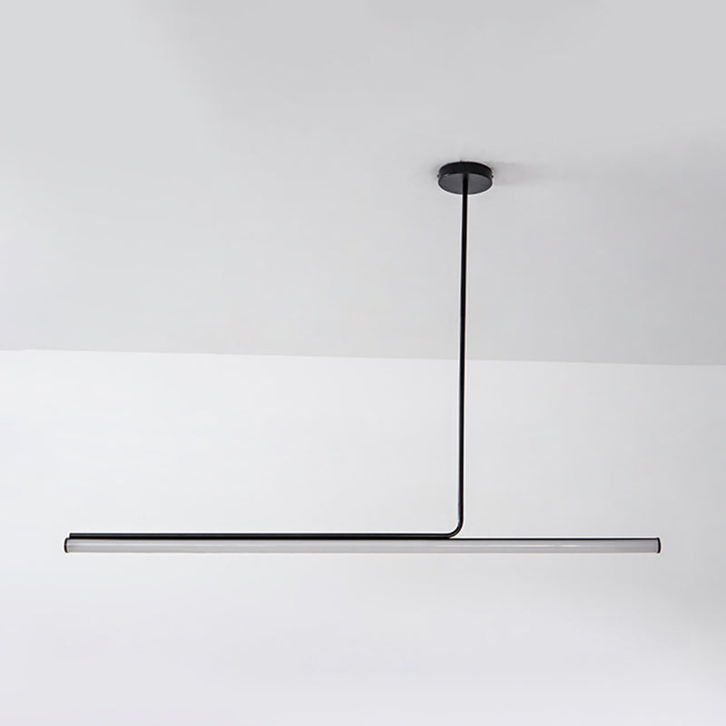 Modern Aluminum Pendant Lighting Linear Shape Hanging Light Fixtures in Black and White