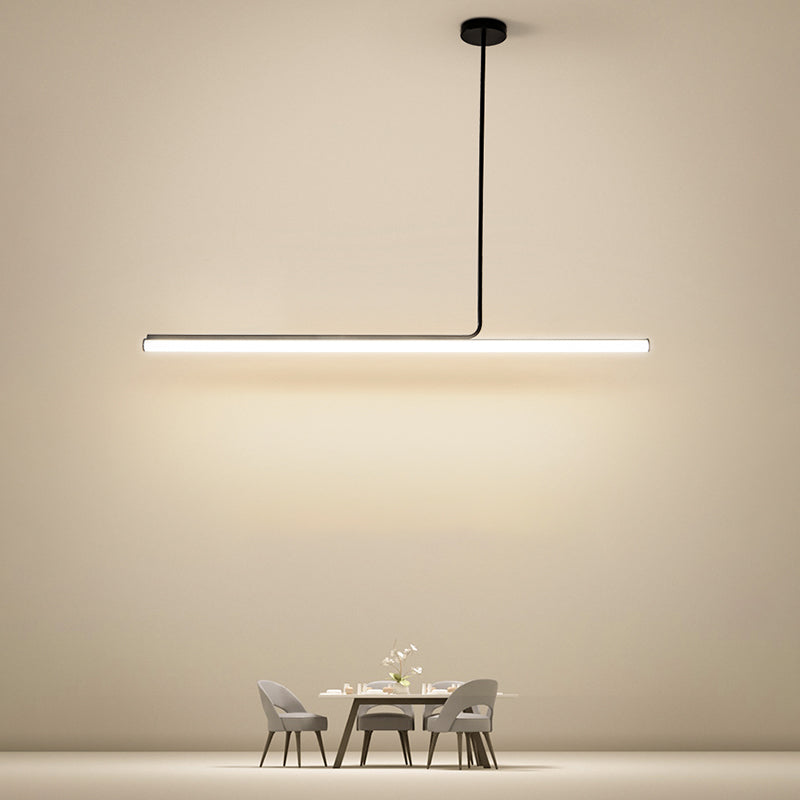 Modern Aluminum Pendant Lighting Linear Shape Hanging Light Fixtures in Black and White