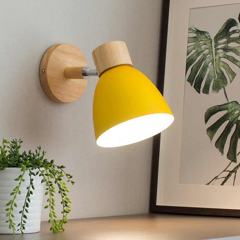Wooden Simplicity Wall Sconce Colorful Metal Wall Mounted Lamp for Sitting Room