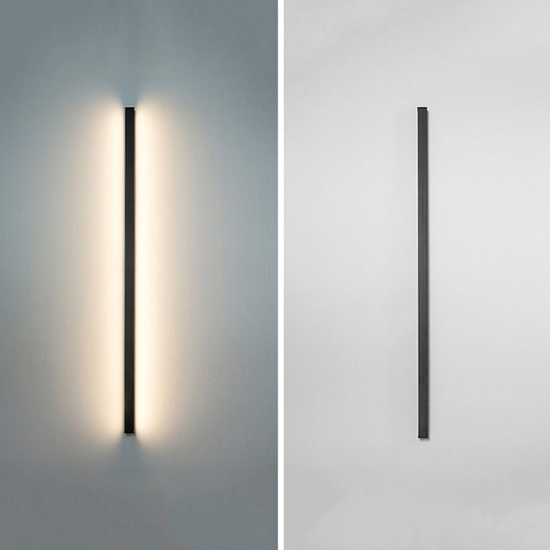 Metal Linear Shape Wall Light Modern 1 Light Wall Mount Fixtures in Black