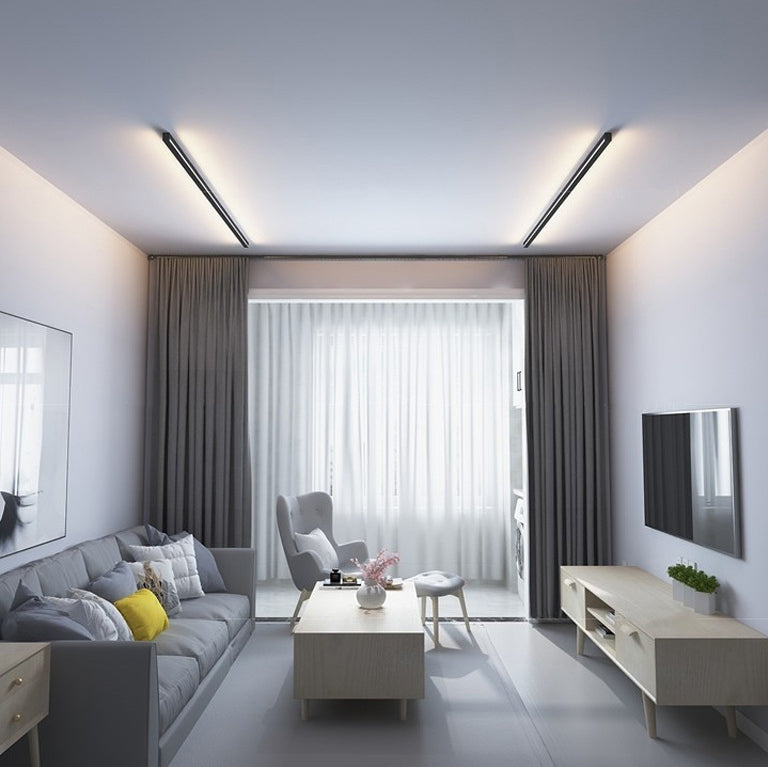 Metal Linear Shape Wall Light Modern 1 Light Wall Mount Fixtures in Black