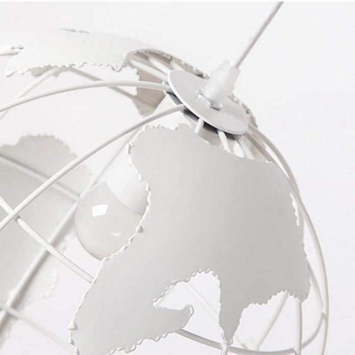 8"/12" Wide Globe Cage Metal Pendant Light Industrial 1 Light Living Room Hanging Lamp in Black/White/Pink