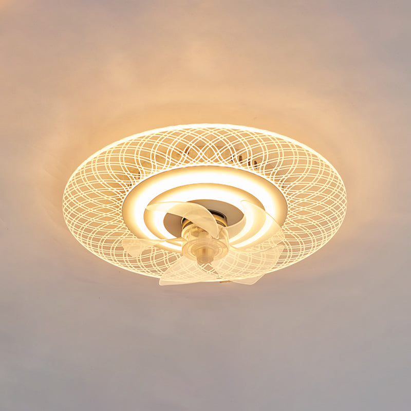 White LED Ceiling Fan Light Simple Ceiling Mount Lamp with Acrylic Shade for Bedroom