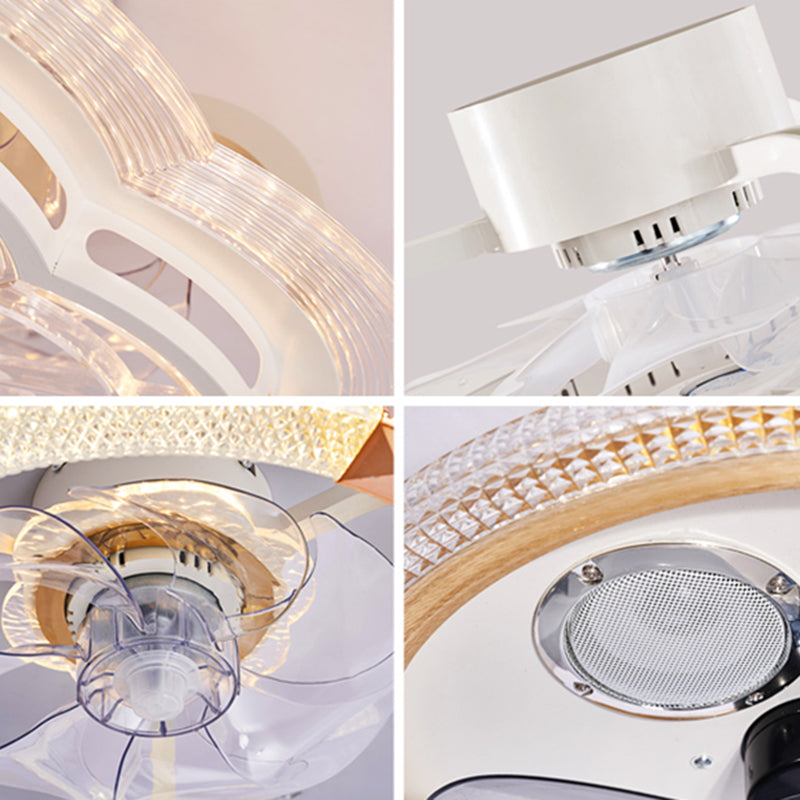 White LED Ceiling Fan Light Simple Ceiling Mount Lamp with Acrylic Shade for Bedroom