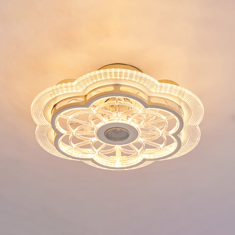 White LED Ceiling Fan Light Simple Ceiling Mount Lamp with Acrylic Shade for Bedroom