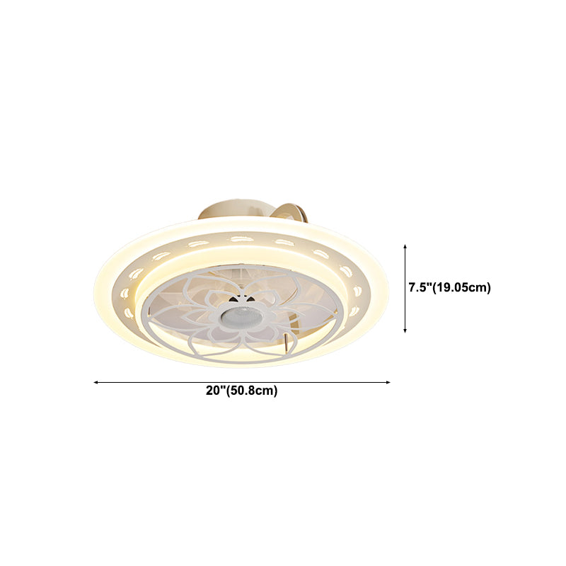 White LED Ceiling Fan Light Simple Ceiling Mount Lamp with Acrylic Shade for Bedroom