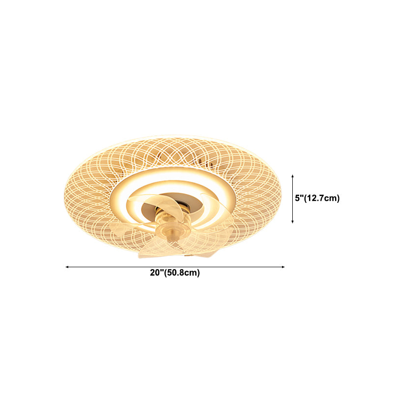 White LED Ceiling Fan Light Simple Ceiling Mount Lamp with Acrylic Shade for Bedroom