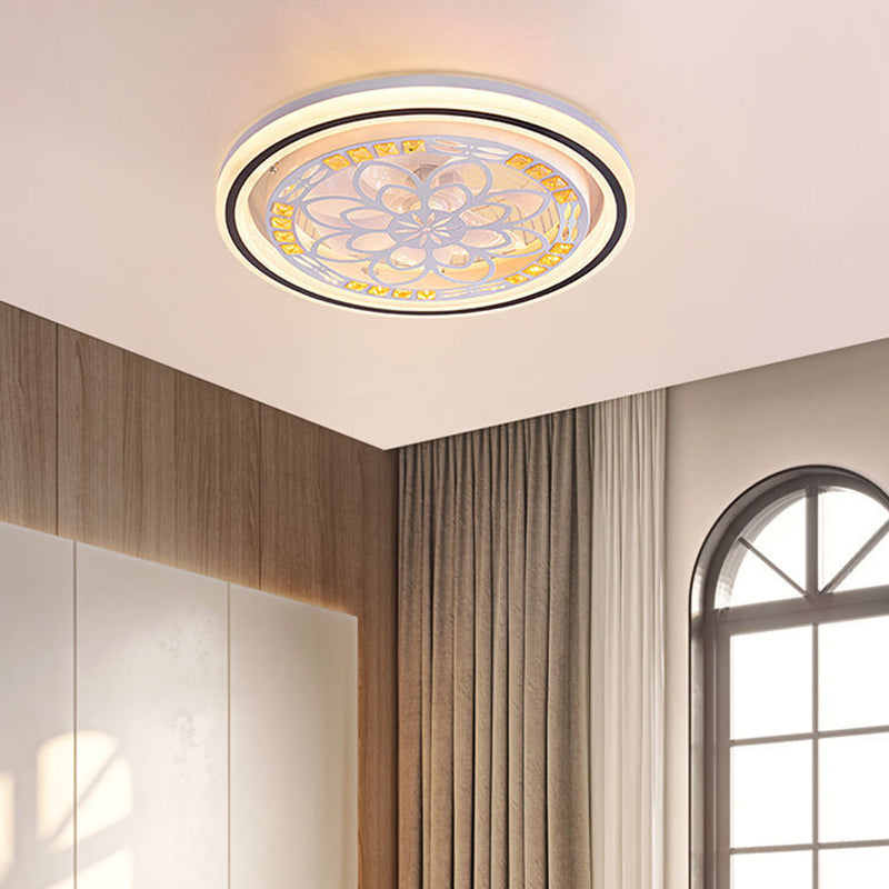 LED Ceiling Fan Light Modern Simple Ceiling Mount Lamp with Acrylic Shade for Bedroom