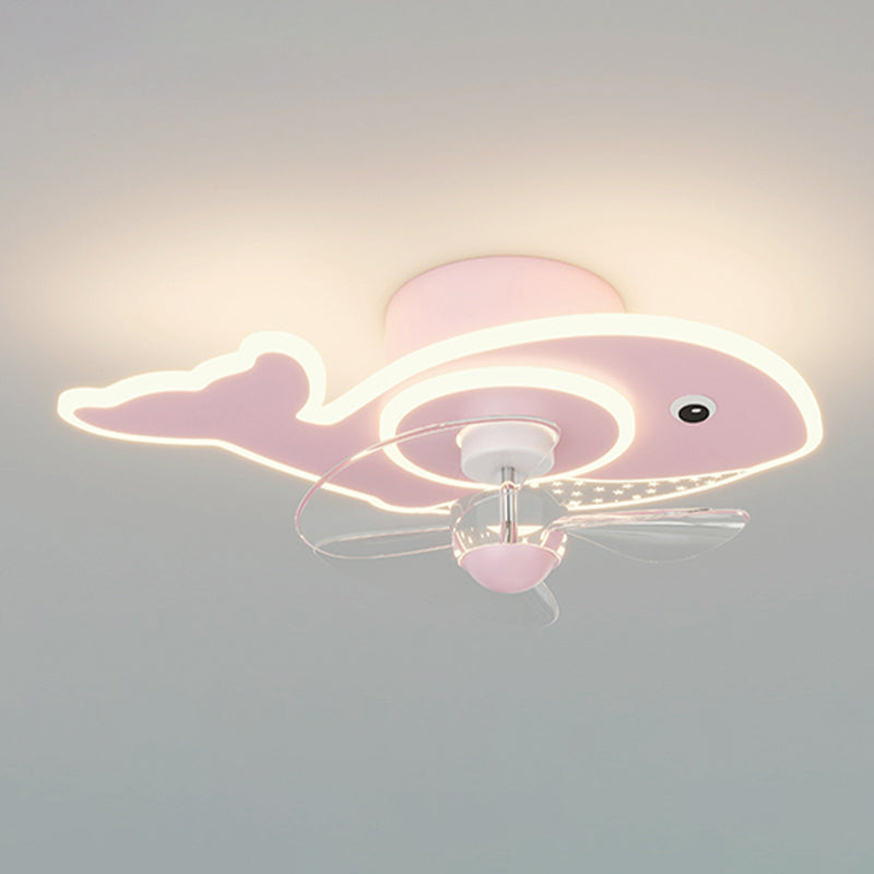 Children Ceiling Fan Light LED Ceiling Mount Lamp with Acrylic Shade for Bedroom