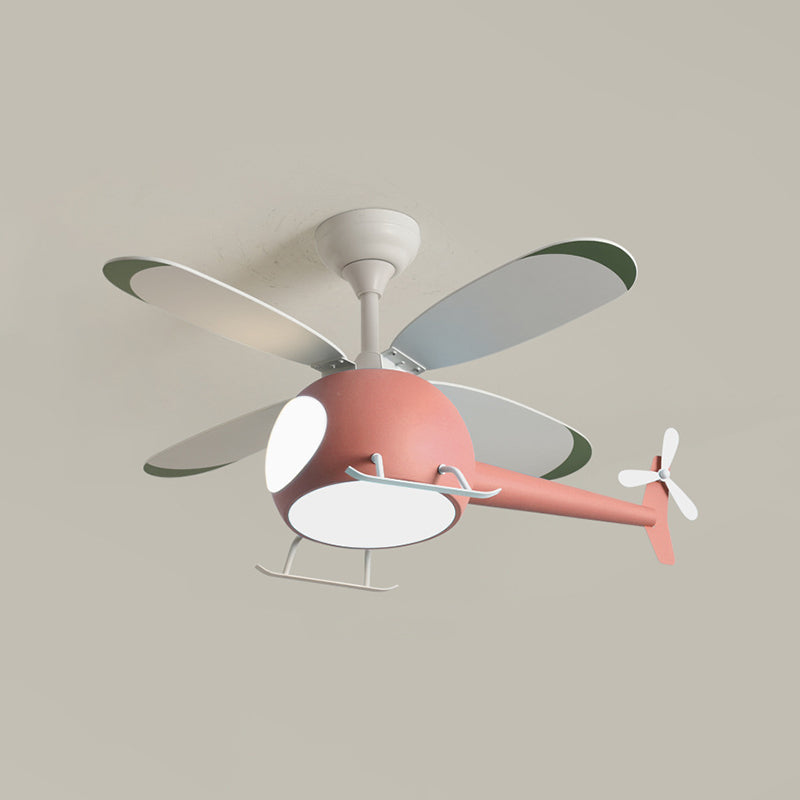 Children LED Ceiling Fan Light Simple Ceiling Mount Lamp with Wood for Bedroom